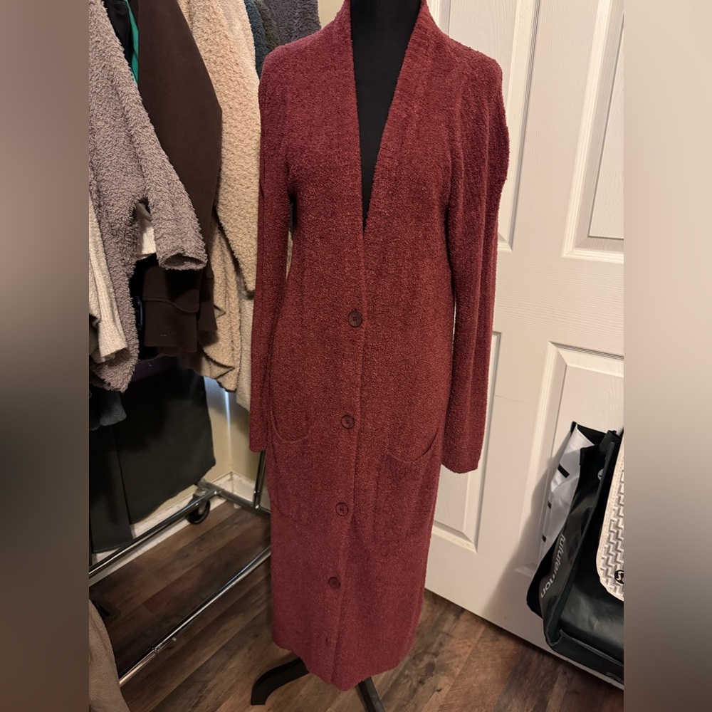 Barefoot Dreams Maroon Long Cardigan Sweater CozyChic Lite